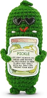 OASSIE Christmas Emotional Support Pickle Gifts for Women Men - Mini Handmade Positive Animals Crochet - Funny Christmas Self Care Birthday Gifts for Women Son Daugther Mom Dad Sister Friend Coworker