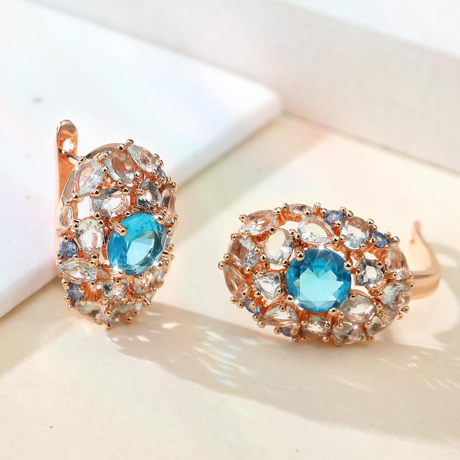 Richapex 18K Gold Hoop Earrings for Women, Cubic Zirconia Earrings Hypoallergenic Stud, Thick Open Huggie Earring Gifts for Her - Image 5