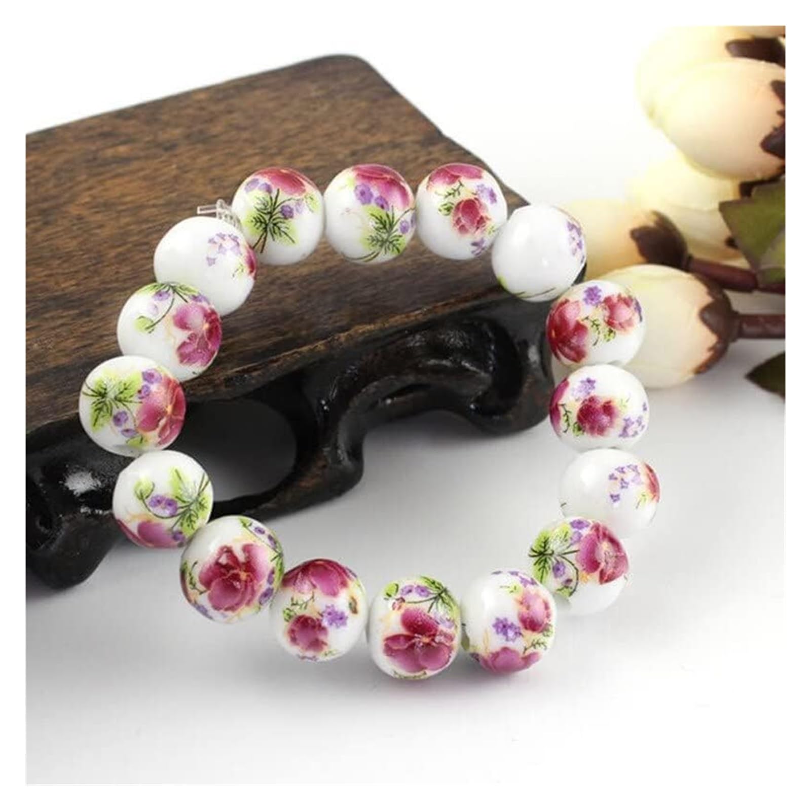 JCAKES Bracciali con perline Gioielli Nuovo braccialetto di perline in ceramica colorato a mano colorato piccolo fiore retrò for regalo di gioielli etnici cinesi bohémien da donna Delicato