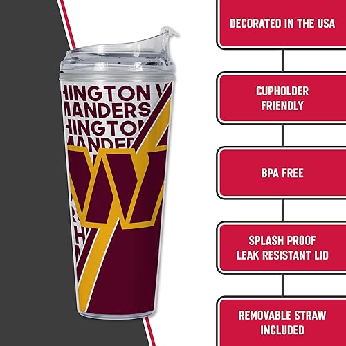 Miniatura 41 de Rico Industries NFL Football - Vaso de acrílico de 24 onzas con tapa con bisagras, vaso de doble pared con licencia oficial para fanáticos de la NFL