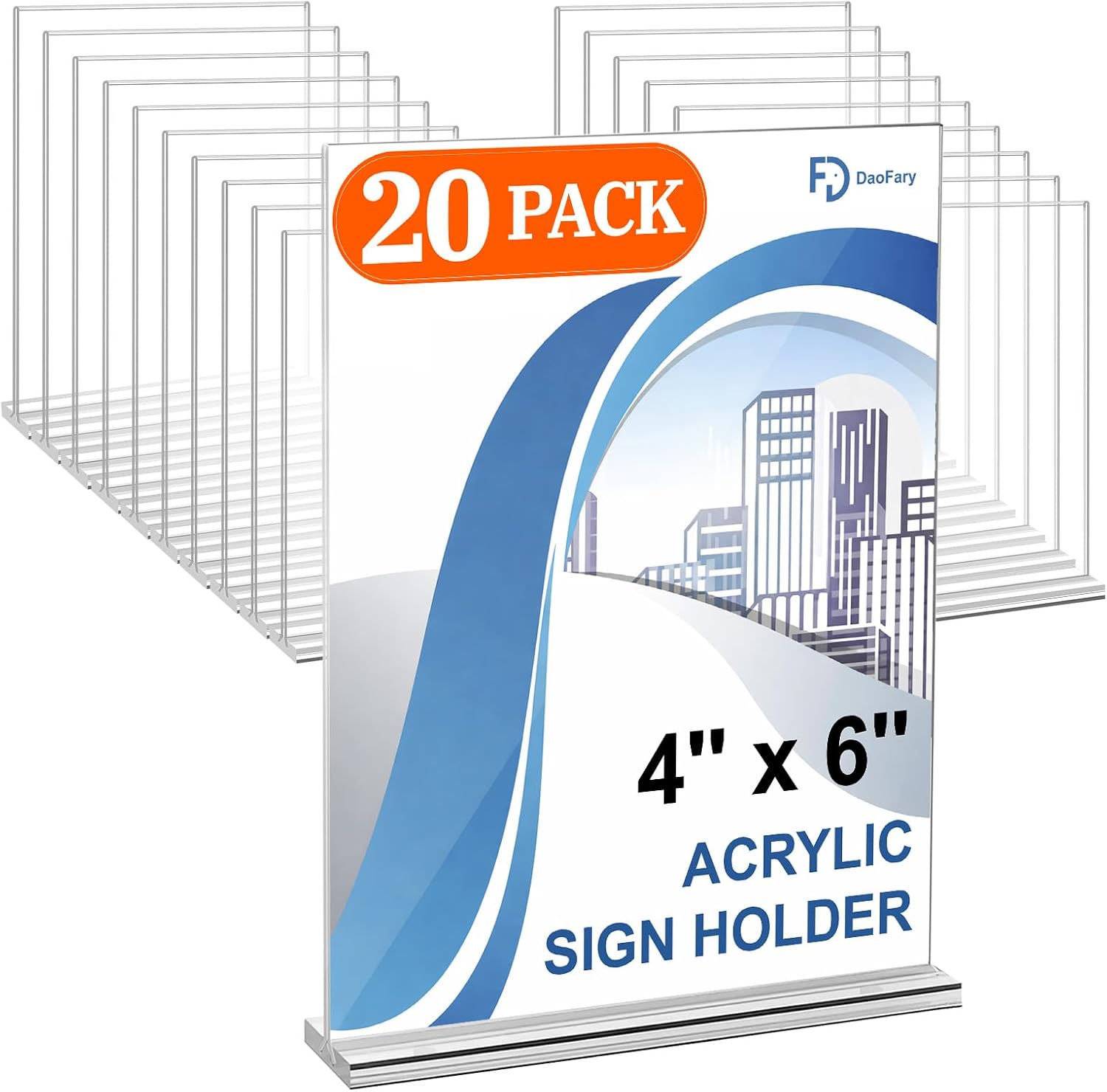 Daofary Acrylic Sign Holder 4 x 6, 20 Pack Double-Sided Display