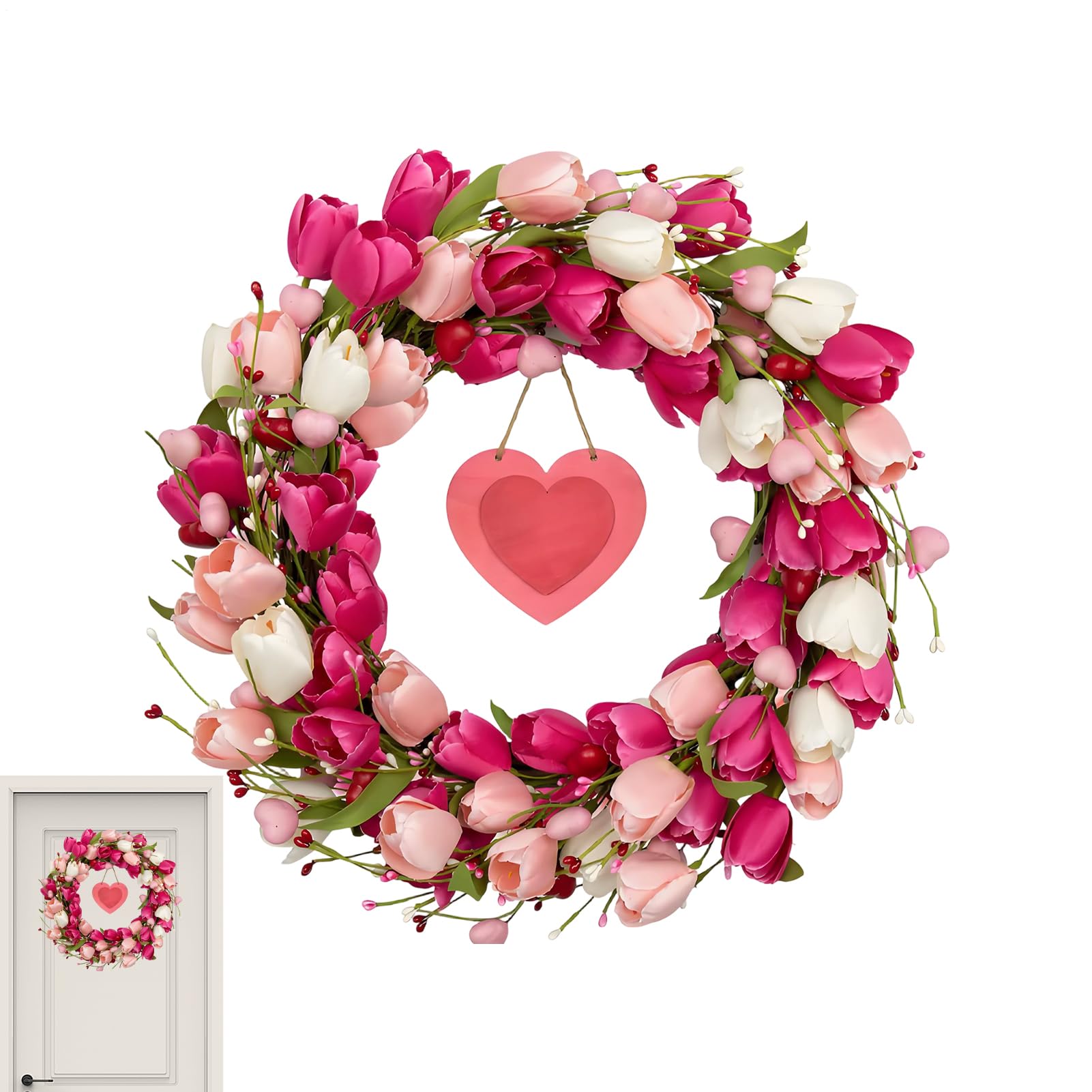 Couronnes de fleurs artificielles pour cadeaux de Saint-Valentin et ornements de fenêtres