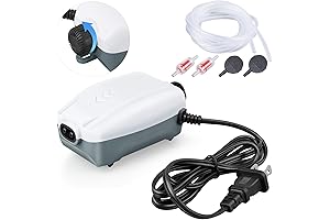 HITOP Dual Outlet Aquarium Electric Air Pump: Whisper Adjustable Fish Tank Aerator