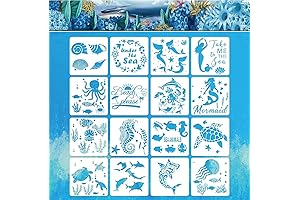 Hying 16 Pieces Summer Sea Stencils