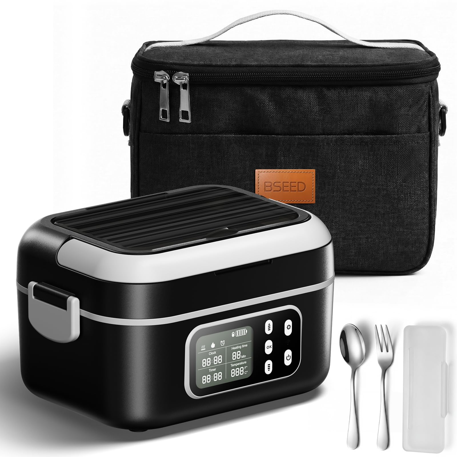Photo 1 of BSEED Cordless Electric Lunch Box for Adults, 27000mAh & 6.3 Cups Rechargeable Self Heating Lunch Box-Automatic Heating & Keep Warm, Portable Food Warmer with Insulated Bag for Driver/Worker/Traveller