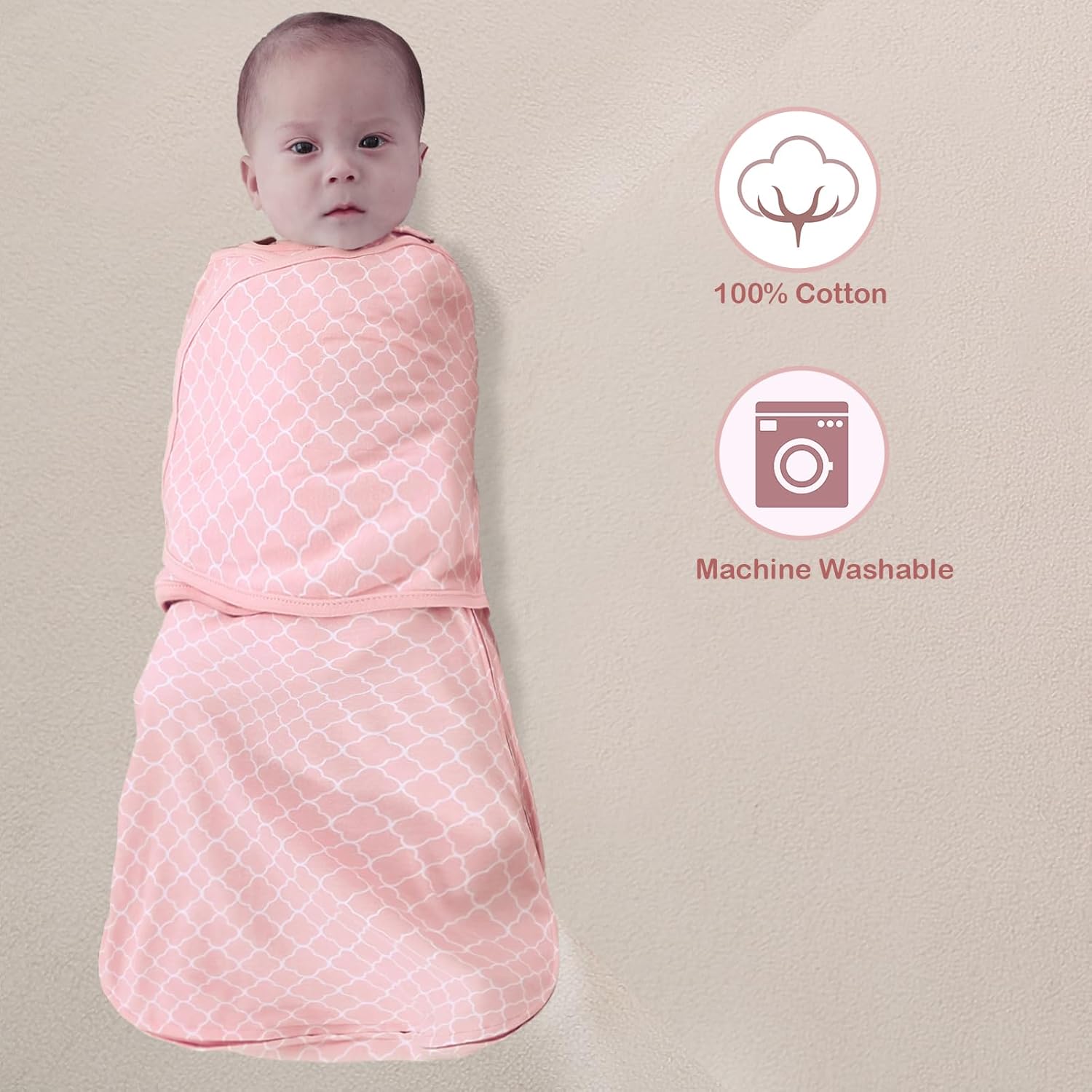 Baby Swaddle,Sleep Sack 6-12 Months,Adjustable WearableTransition Blanket,Miracle Swaddles for Babies Large,100% Cotton-2-Piece