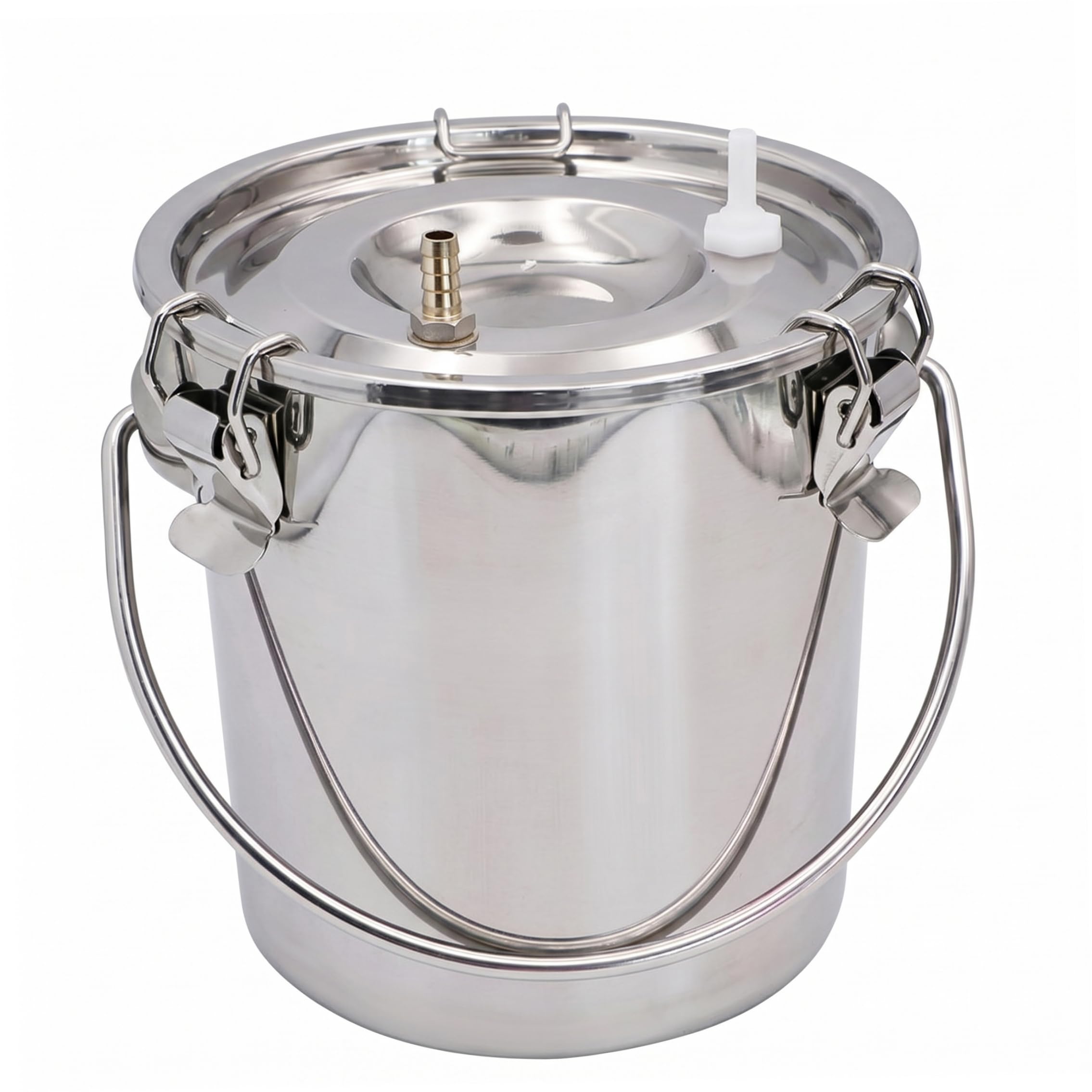 Secchio in Acciaio Inox con Coperchio con Arresto Automatico Secchio in Acciaio Inox con Coperchio Bidone per Il Latte per Attrezzature di mungitura - 3 l Argento