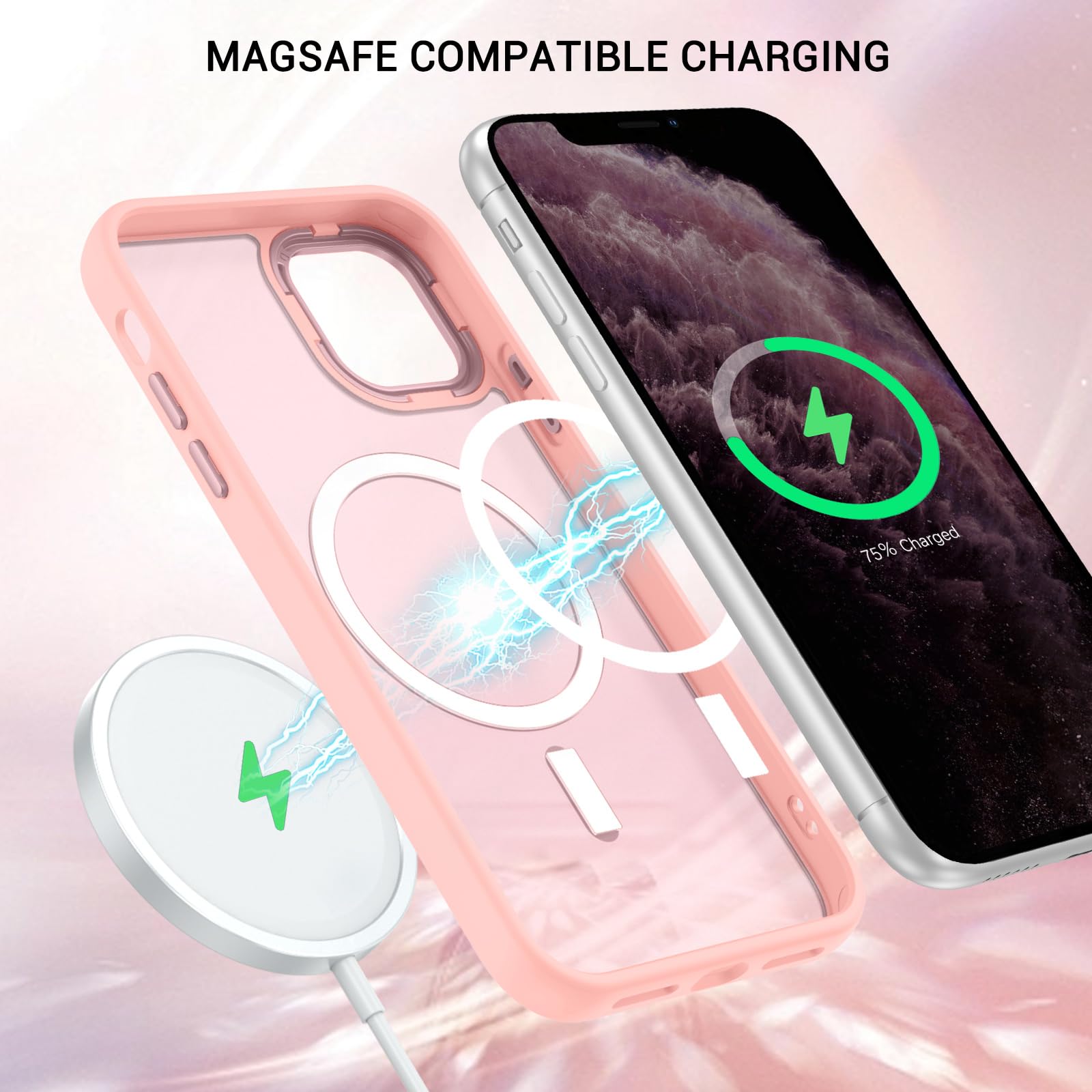 GUAGUA Custodia magnetica per iPhone 12 e iPhone 12 Pro, compatibile con MagSafe Cover protettiva antiurto traslucida opaca posteriore sottile robusta TPU anti-giallo Case per iPhone 12/12 Pro, giallo