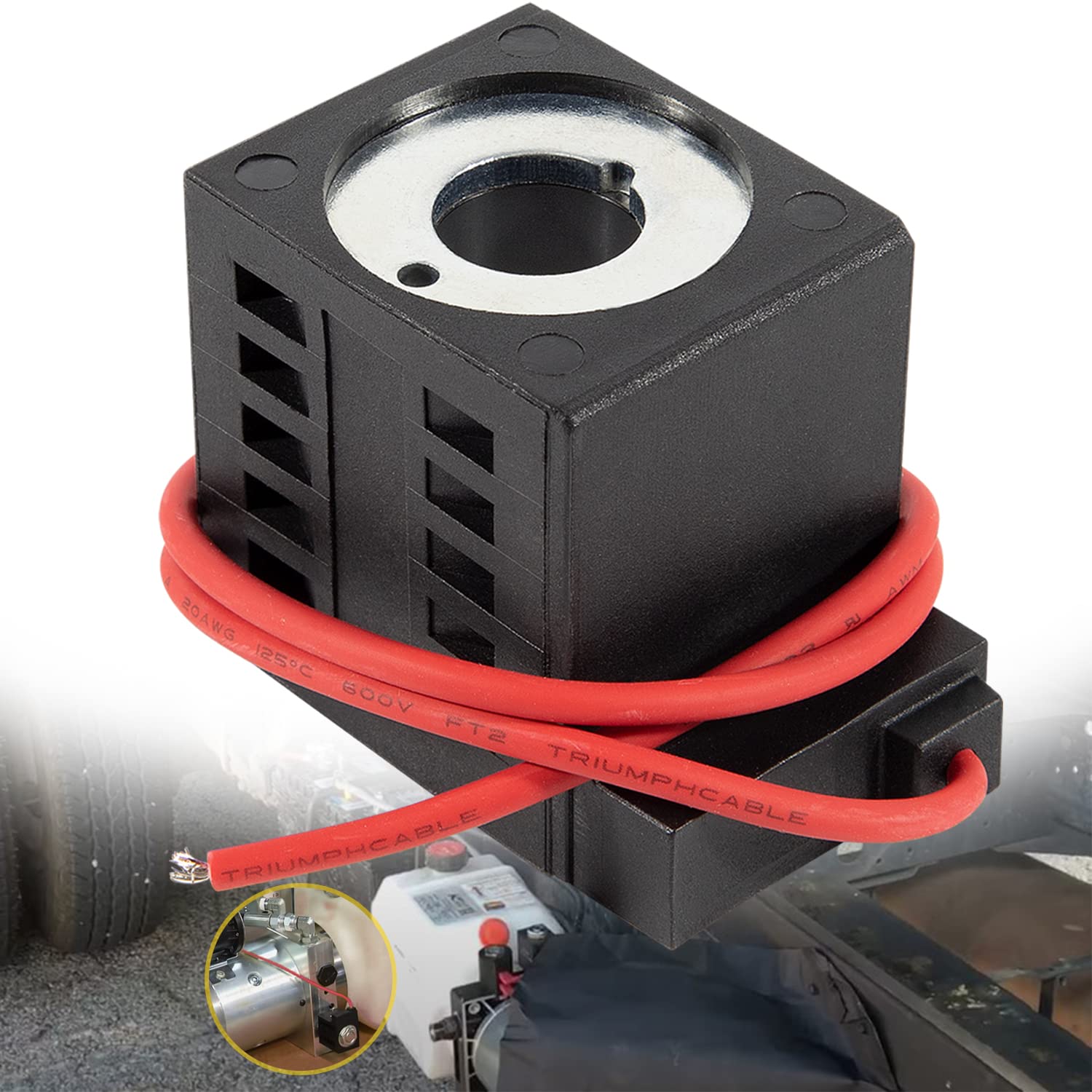 Solenoid Coil 10226-14 12V DC for Deltrol, Hydraulic Power Unit Lift Dump, 16W, (1/2)，Fits Valve Stem Series 08, 80, 88, and 98 with Single Wire Lead