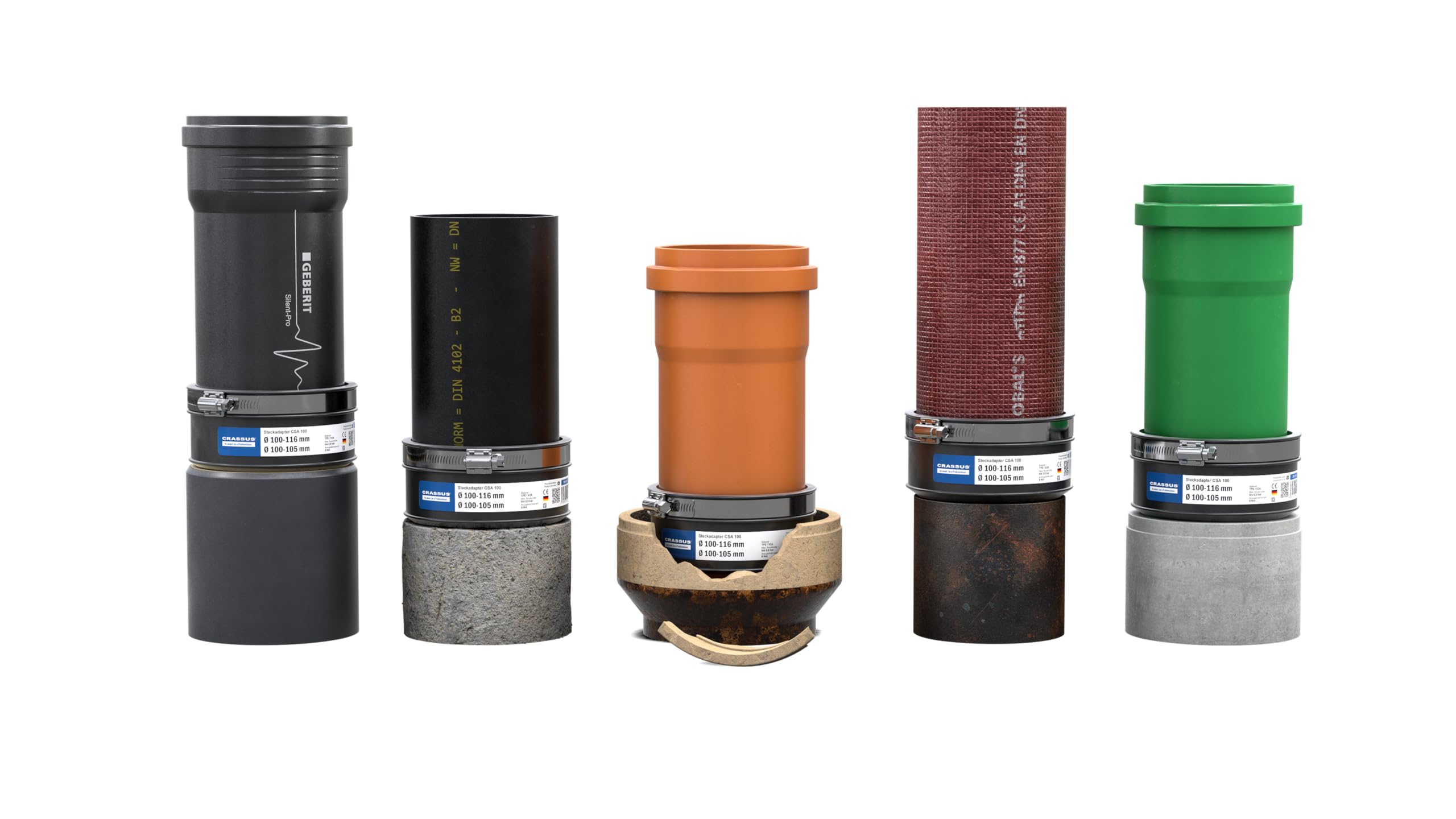 Klint - Craso adaptadores de conexión en csa 100-105 | 100-116 150-165 mm, epdm / v2a