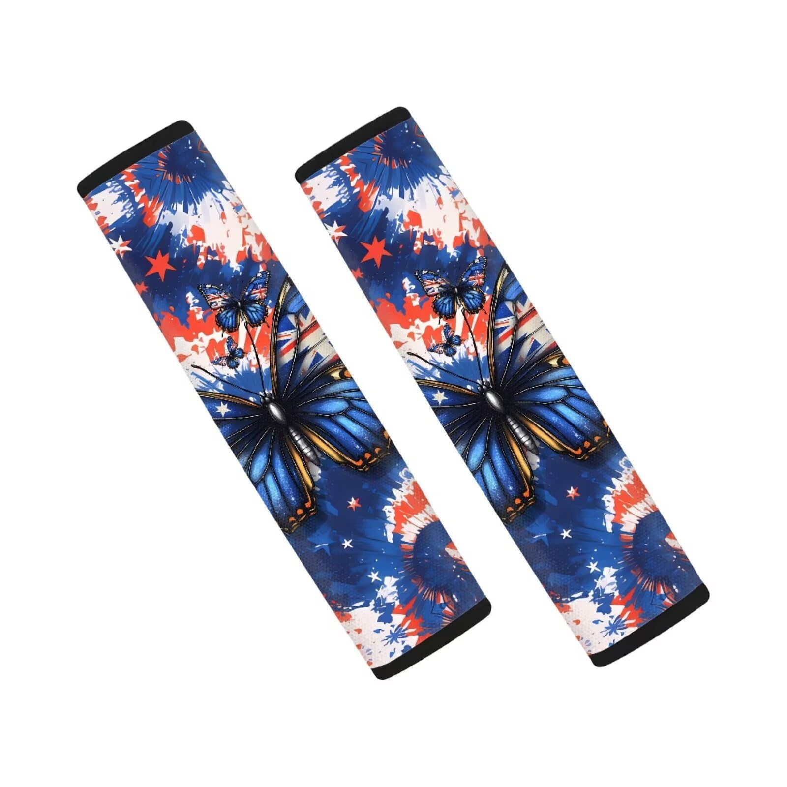 AFPANQZ America Flag Butterfly Seat Belt Pads Cover Safety Seatbelt Shoulder Strap Covers Cushion Harness Pads for Car Bags Soft Comfortable Universal Fit for Truck Vans Sedans SUVs