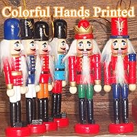 Vista 2 de Jolik Juego de 6 adornos de cascanueces de madera, adornos de Navidad