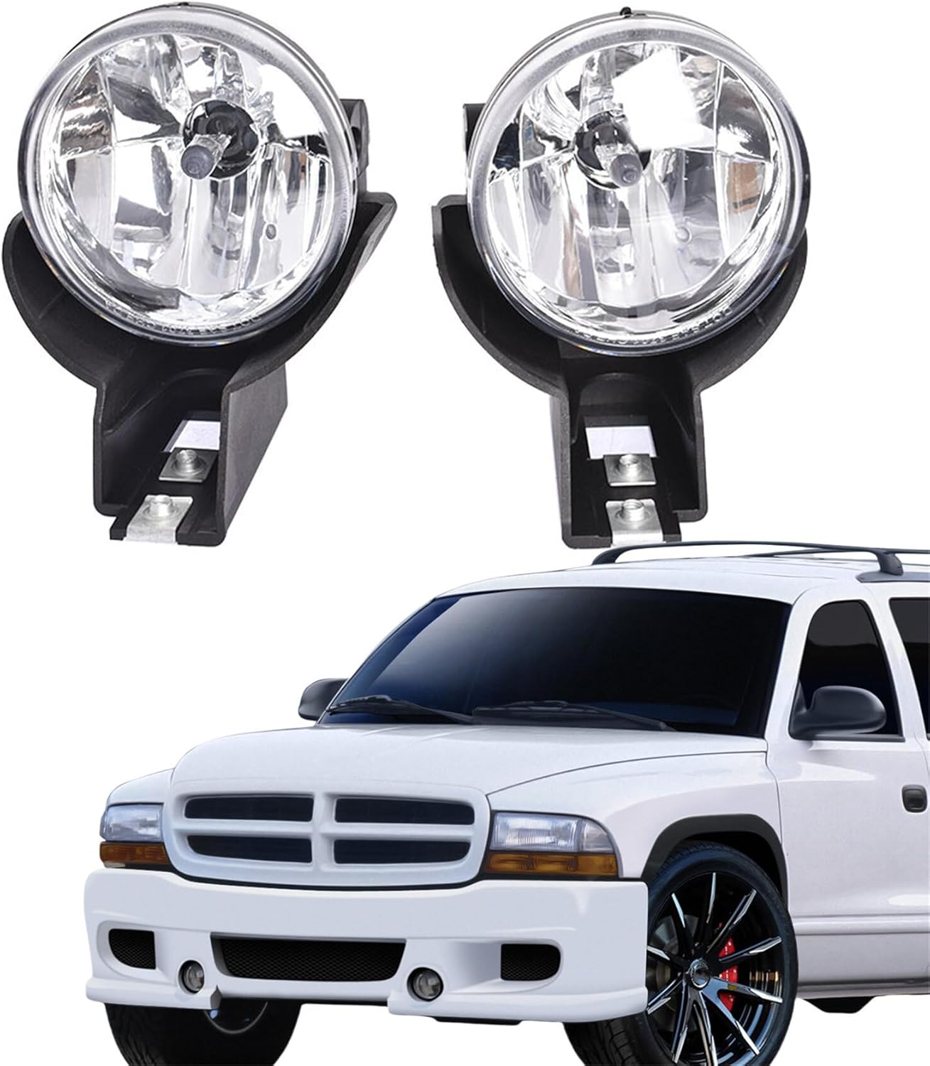 labwork 1 Pair Fog Lights Assembly Replacement for Dakota 1997-2000 Durango 1998-2000 Clear Lens with Bulbs Driving Fog Light Lamp 55076793 55076792