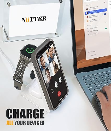 Miniatura 4 de Estación de carga inalámbrica 3 en 1, cargador inalámbrico plegable magnético, soporte de cargador de viaje rápido para iPhone 171615141312Apple