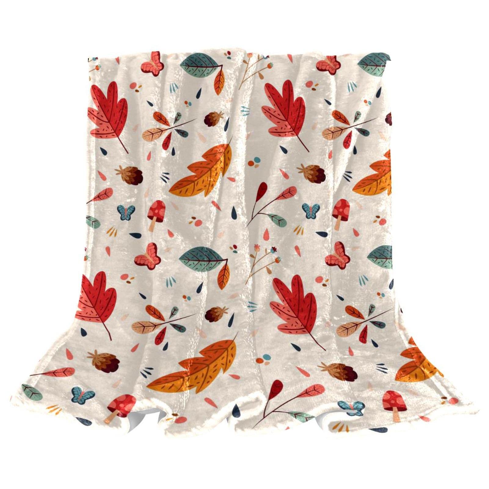 Plaid canapé feuilles d'automne en polaire pour soirée cocooning