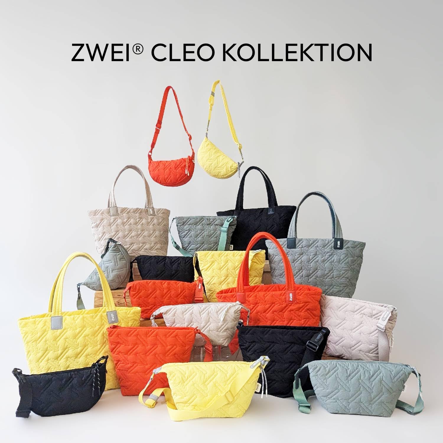 Zwei Damen Puffer Tasche Cleo CL50 gesteppte moonbag 2 Liter wasserabweisende quilted Puffy Bag Halbmond-Form, recyceltes Nylon, Stepptasche tragbar als Umhängetasche oder crossbody