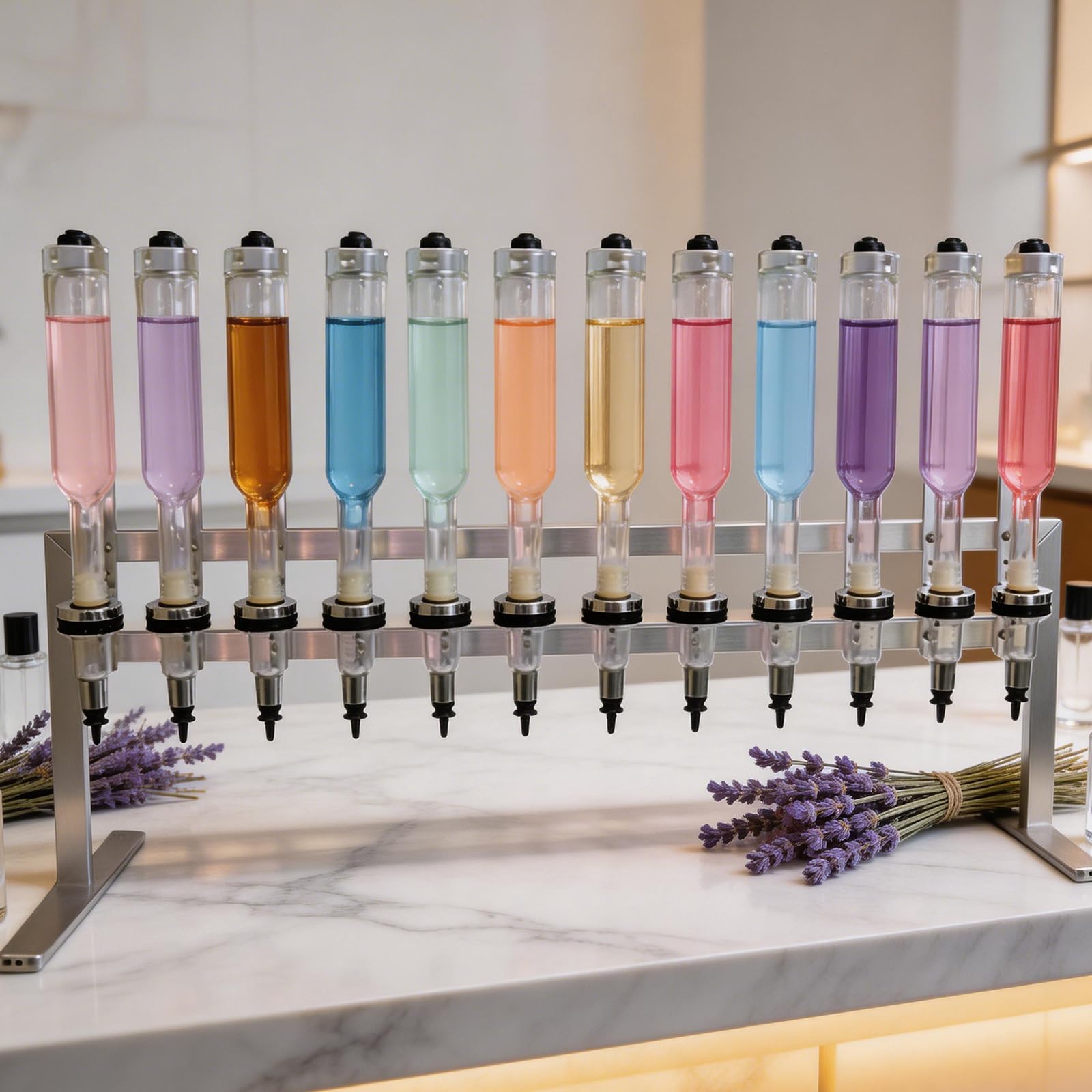 Stazione Di Erogazione Di Profumo Liquido, Riempitrice Manuale Con Teste Della Pompa Regolabili, Flaconi Da 375 Ml E Tazze Per Test, Strumento Di Erogazione Professionale Per Profumeria, Studio