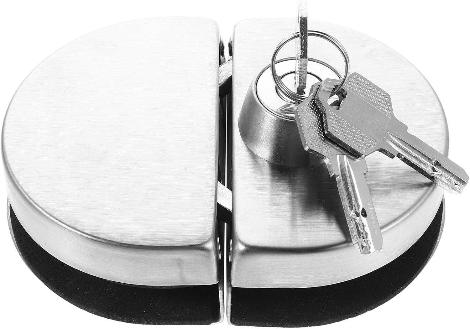 No Drill with Stainless Steel for Glass Door Lock Keys Double Doors | Silver Finish, Embedded Clamp, Anti Pry Protection, Upscale Offices Apartment