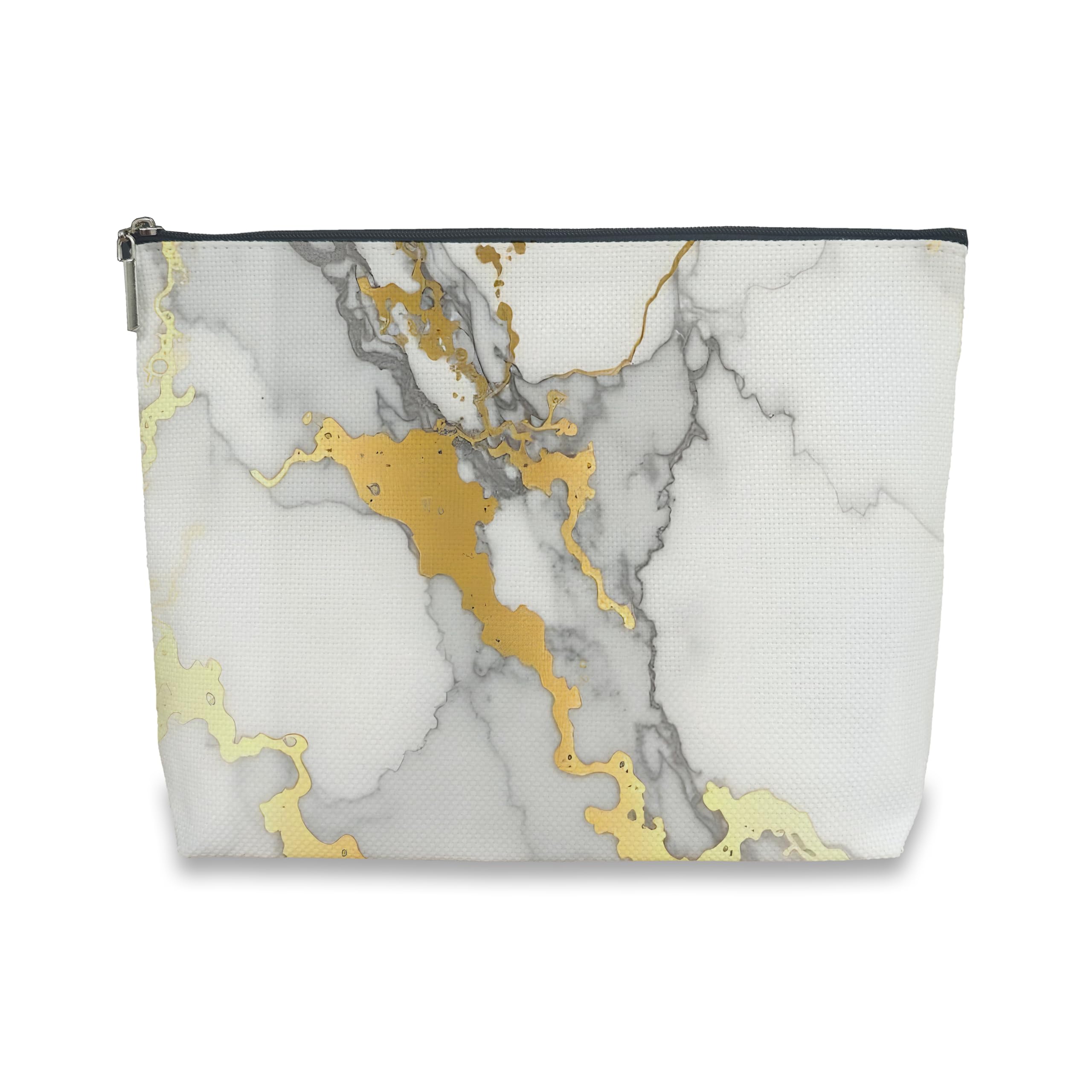 Marble Gold Foil Aesthetic Makeup Cosmetic Bag Stylish Vanity Organizer for Beauty Lovers Ideal Gift for Her Trendy