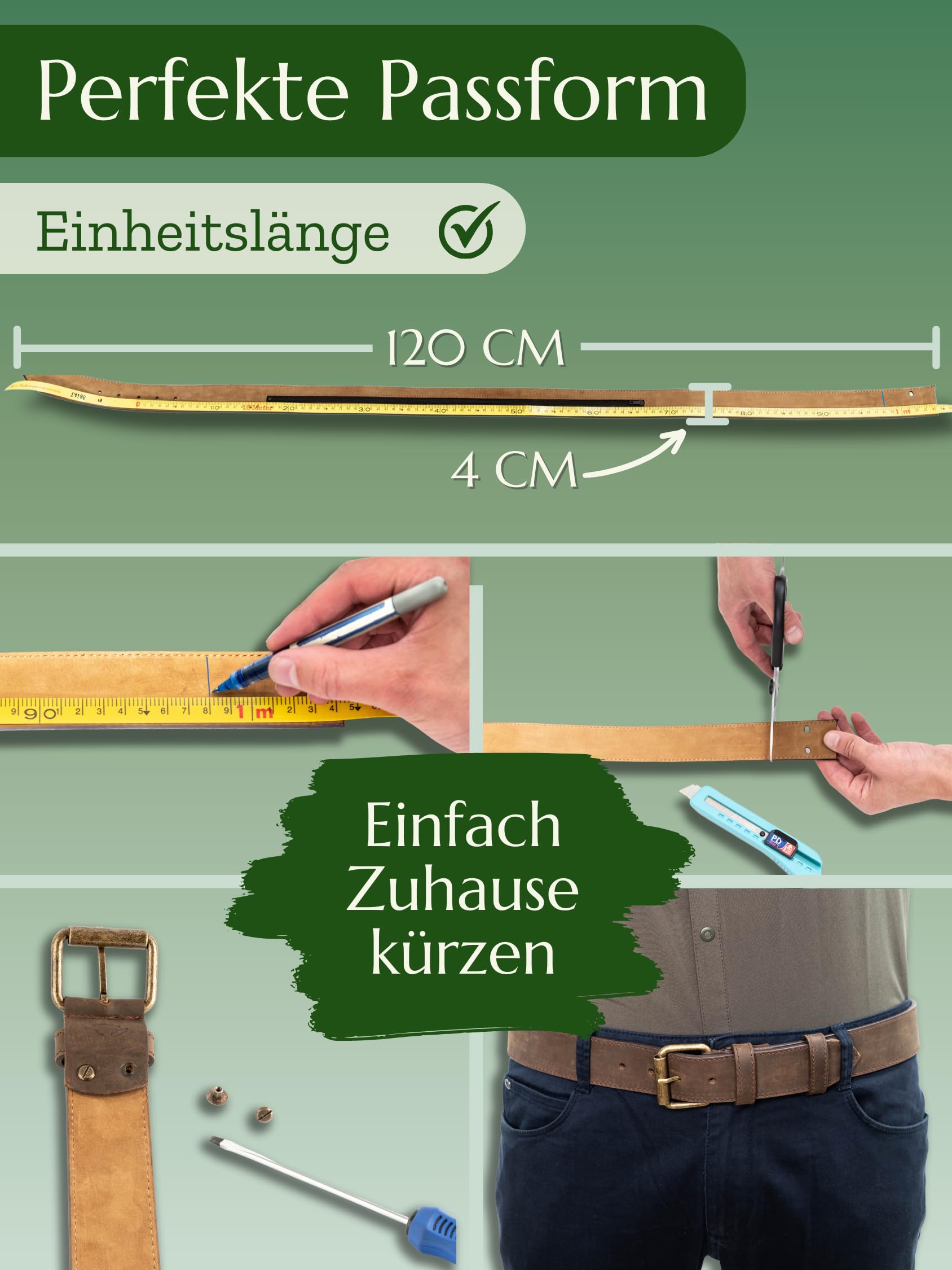 Premium Geldgürtel Leder Herren, Reise-Gürtel mit Geheimfach