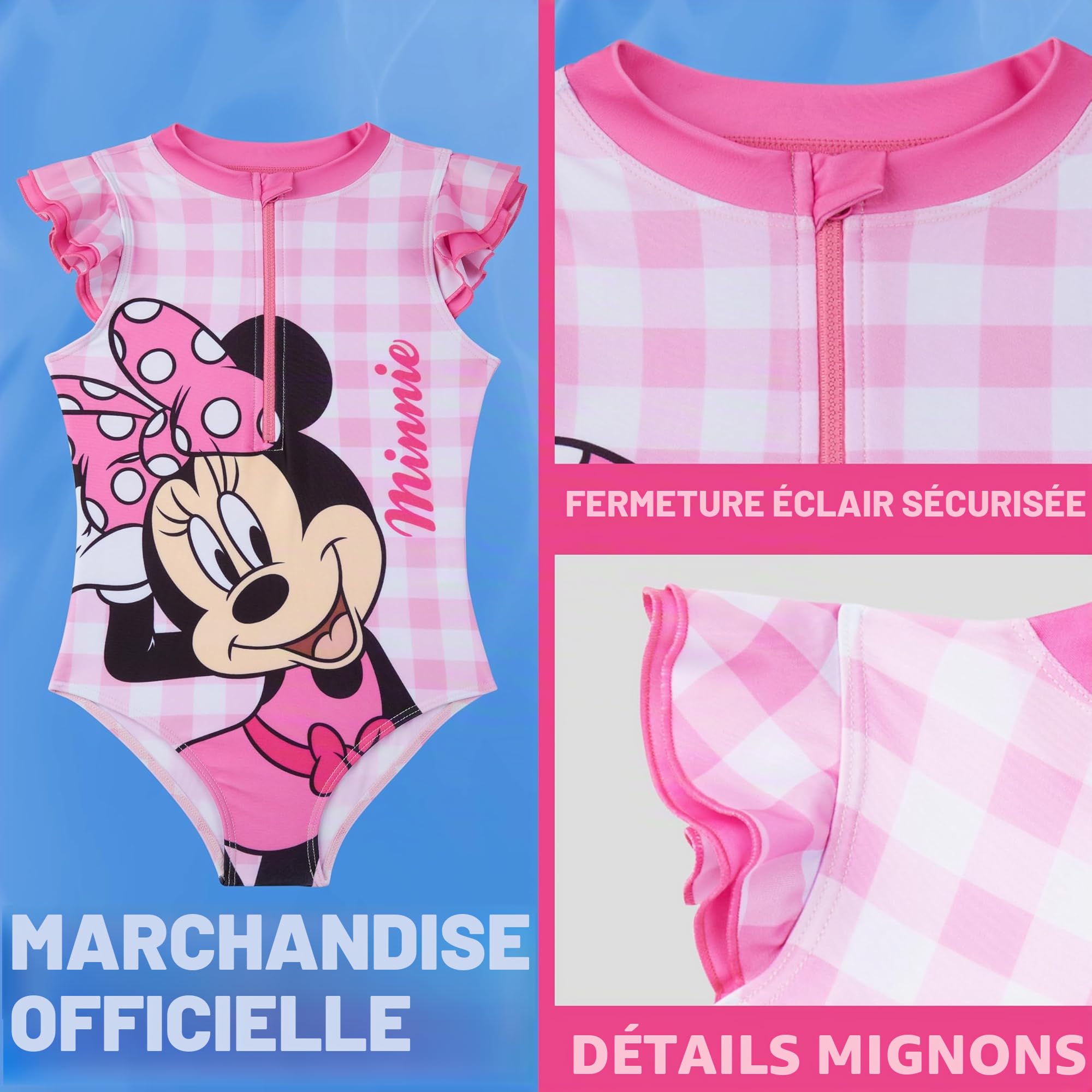 Disney Reine des Neiges | Peppa Pig | Minnie Mouse Maillot de Bain Fille, Maillot de Bain 1 Piece Fermeture Eclair, Cadeau Fille
