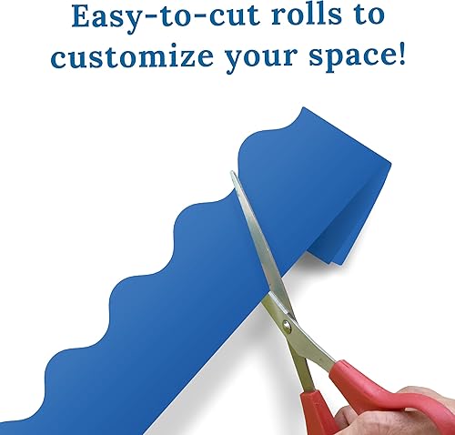 Miniatura 5 de Carson Dellosa - 6 rollos de bordes festoneados para tablón de anuncios de 216 pies, bordes azules, amarillos, verdes, rojos, negros y blancos para