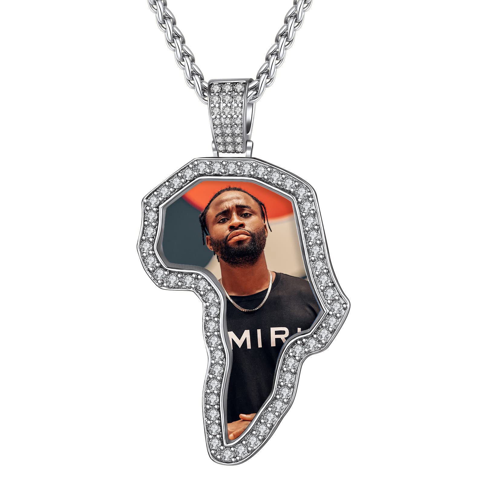Custom4U Picture Necklace Personalized Photo Circle Chain for Men Women