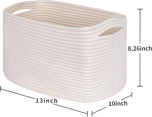 Miniatura 6 de Off White Storage Cubes Baskets Bins for Shelves Set of 2, Rectangular Closet Storage Cube Baskets, Skin-friendly Woven Rope Baskets for Organizing,