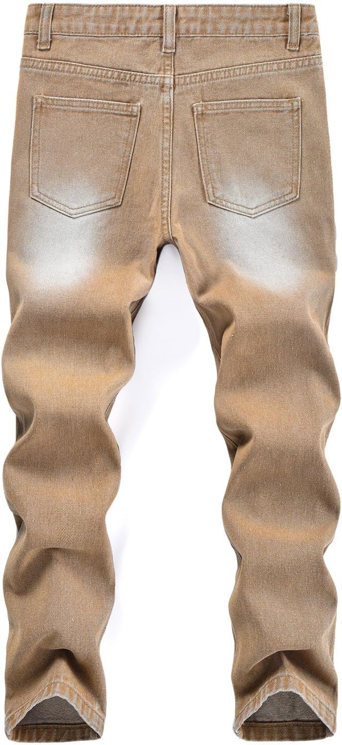Boys Wide Leg Jeans Pull-On Skinny Slim Fit Casual Relaxed Children's Jogger Active Athletic Youth Workout Teenage Streetwear