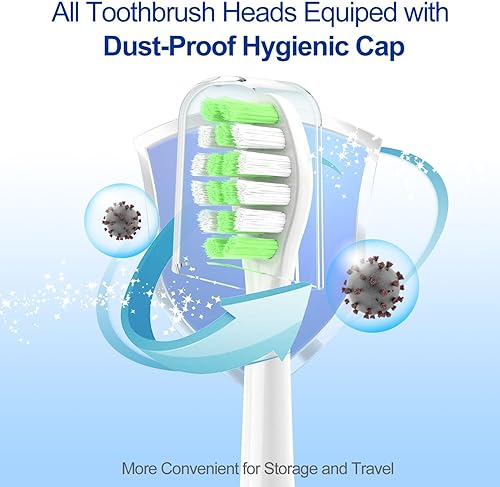 Miniatura 3 de Cabezales de repuesto para cepillo de dientes compatibles con Philips Sonicare, paquete de 10 repuestos de cabezal de cepillo suave mediano