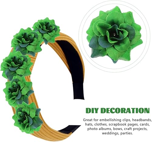 Miniatura 6 de Rosas de imitación 50 cabezas de flores falsas de franela verde oscuro para decoración de bodas, decoración del hogar y proyectos de manualidades