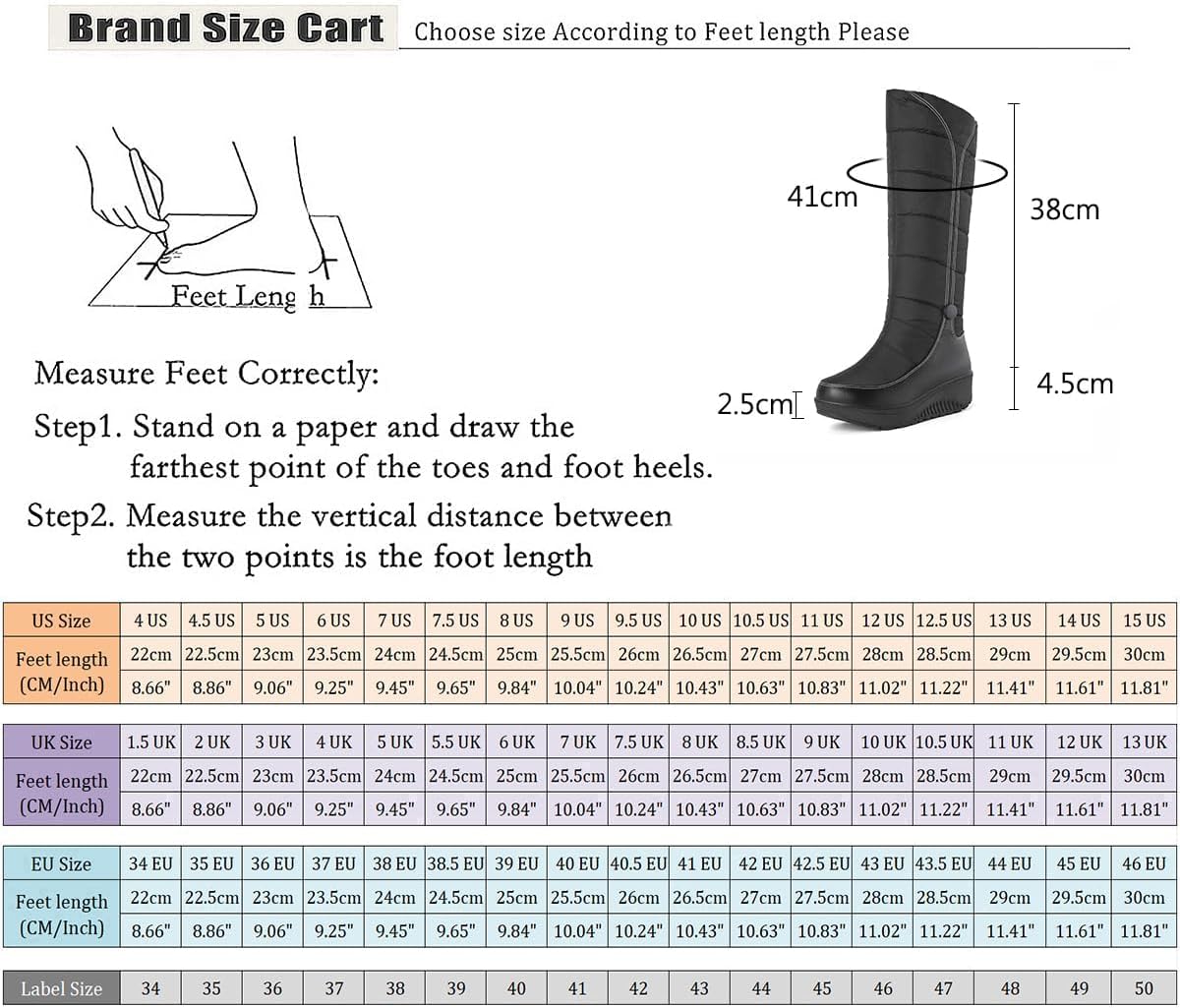 SACFOF Women's Winter Snow Boots Warm Thick Sole Mid Calf Boots Waterproof Rain Fur Lined Platform Winter Wedge Boots