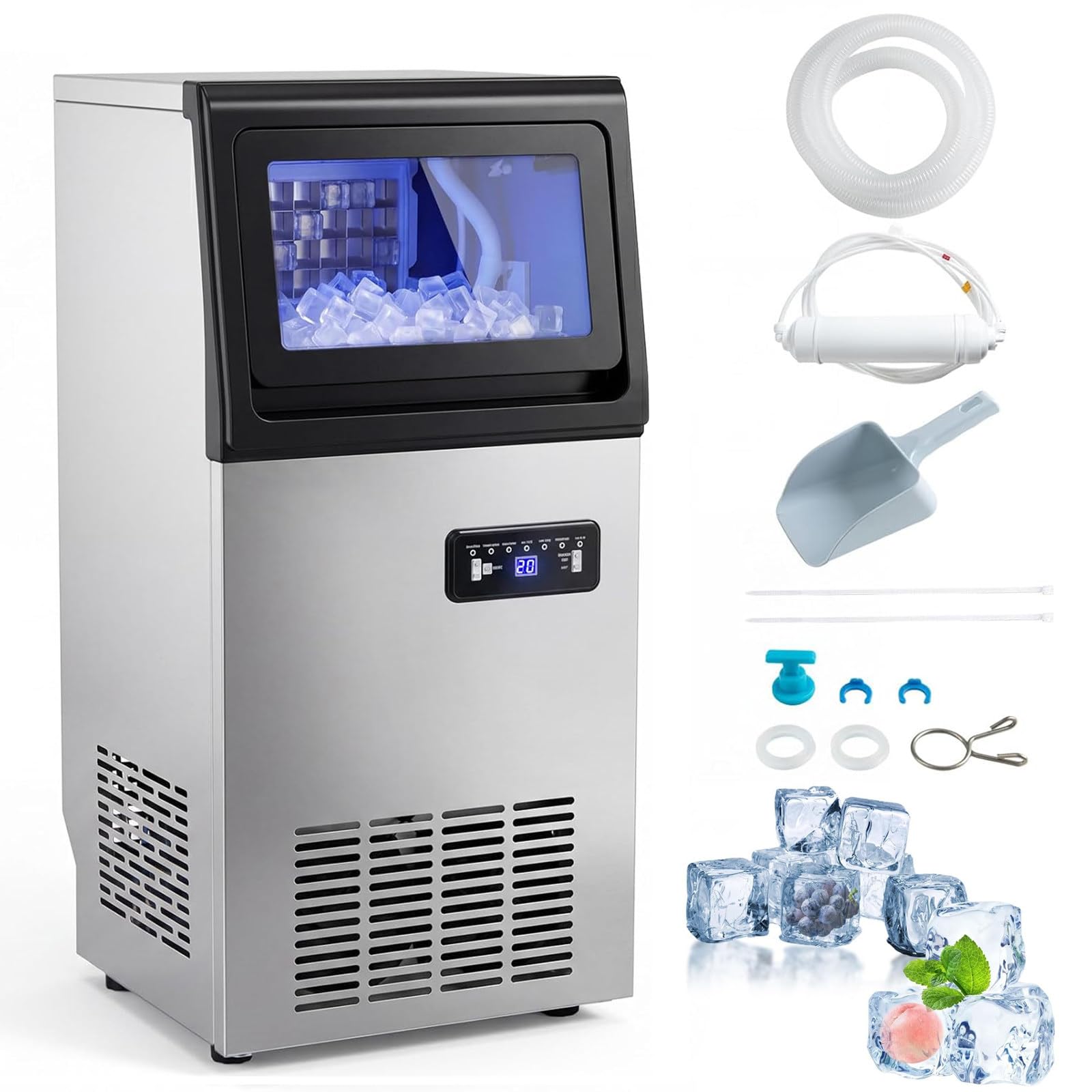 Haizethonic Multicolor Ice Cube Maker Machine,With 11.5/15Kg Storage 80Kg/24H