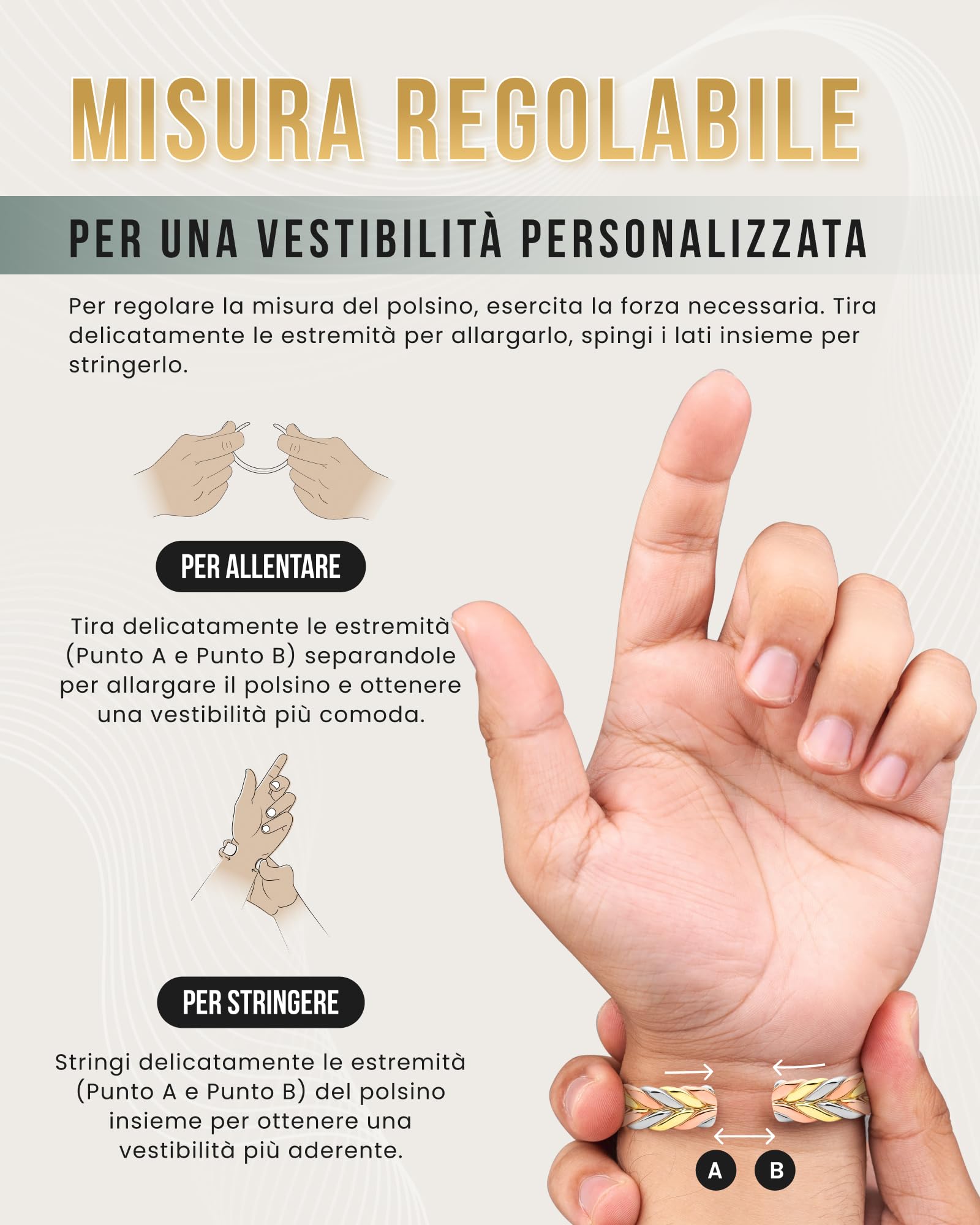MagnetRX® Bracciale Magnetico Donna in Rame Puro con 6 Potenti Magneti al Neodimio – Braccialetto Magnetico Regolabile – Bracciale Rame Ipoallergenico per la Magnetoterapia