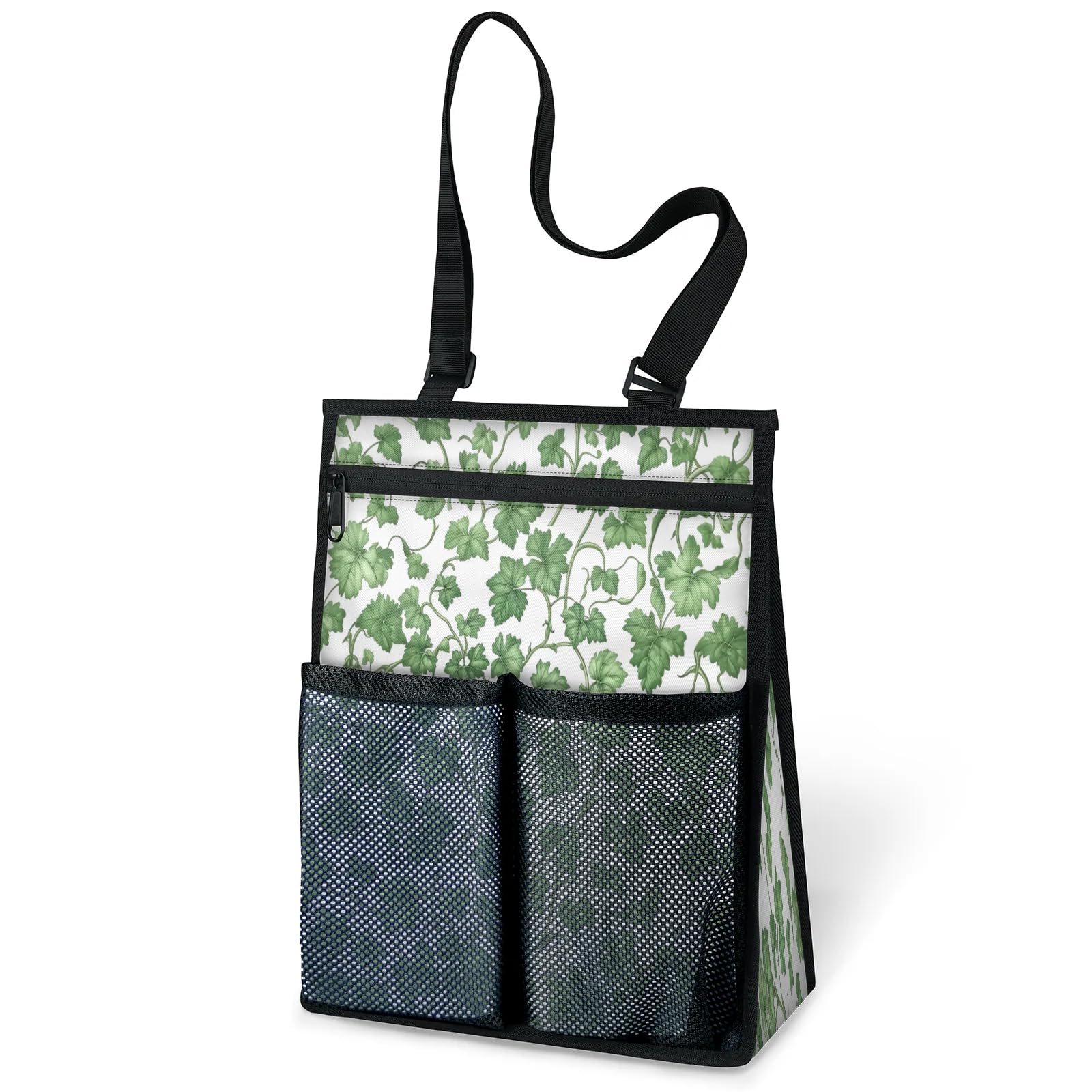 Ourtheme Grape Leaves Pattern Portable Shower Bag for Travel Gym Camp Beach Tote Shower Caddy Bags Hanging Toiletry