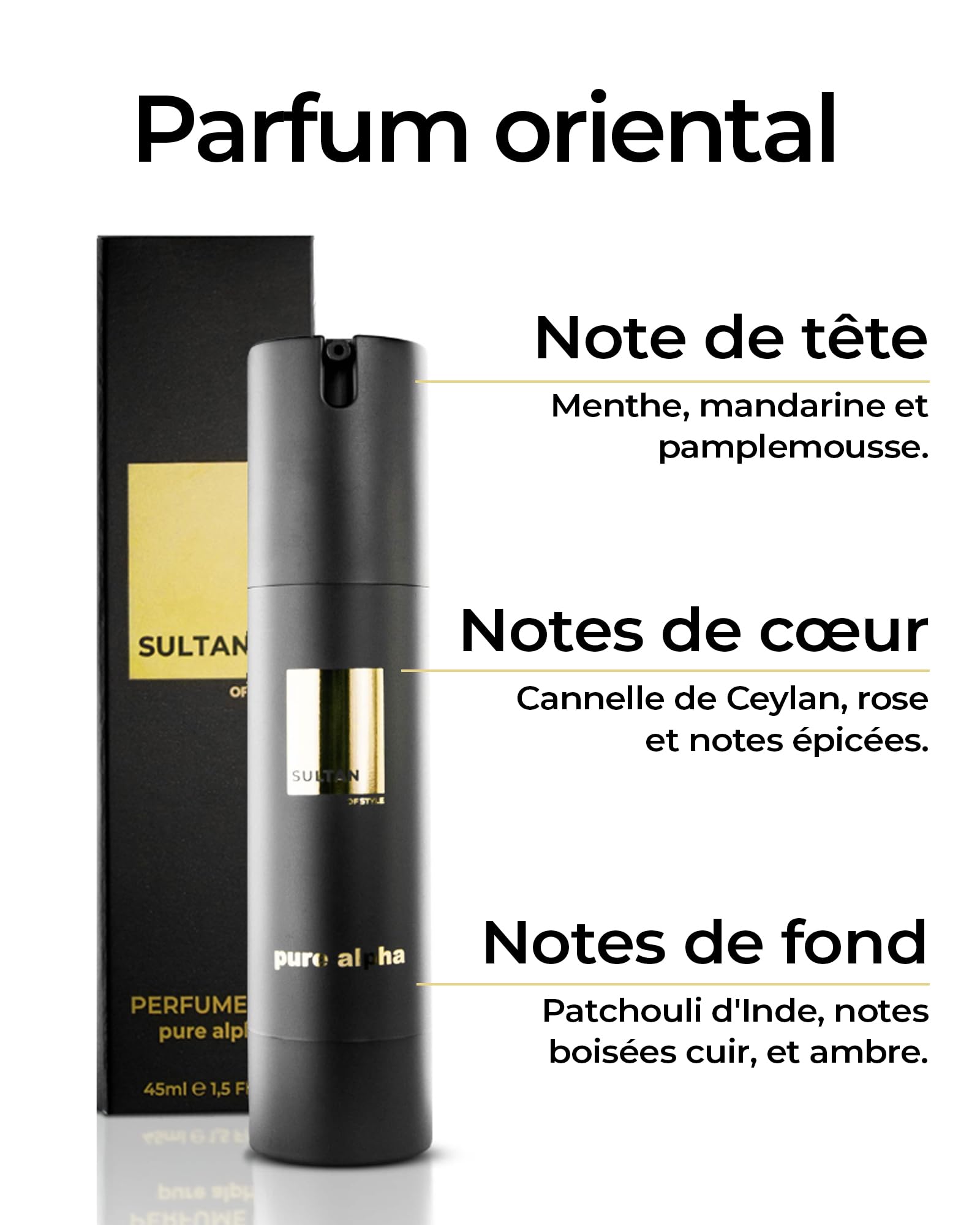 Sultan of Style Pure Alpha Huile Parfumée pour Hommes - Parfum frais et épicé - 100% sans alcool - Huiles essentielles nourrissantes - Cadeaux pour hommes