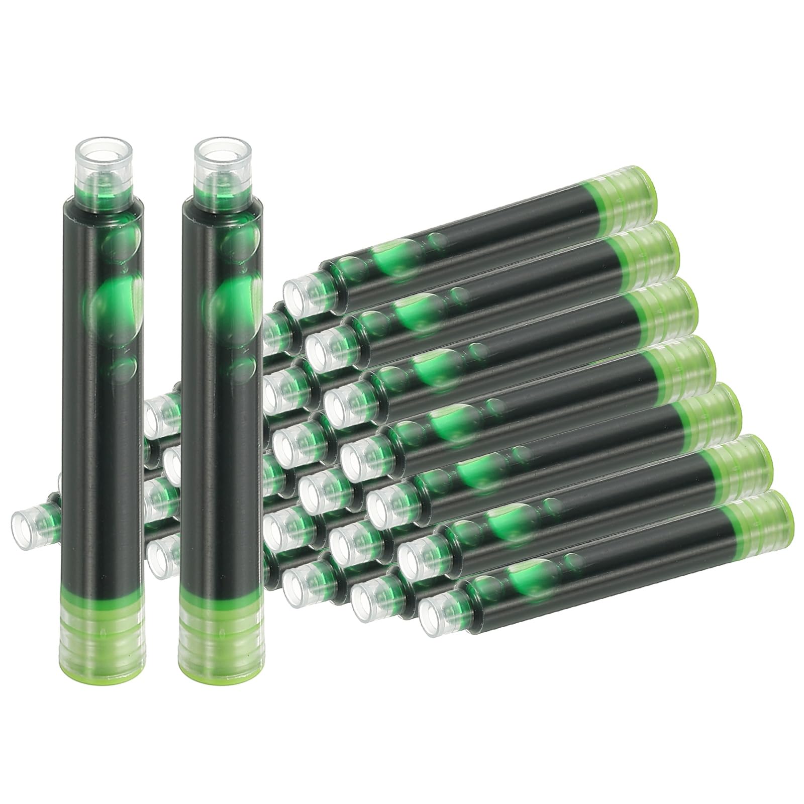 PATIKIL 30Pcs Fountain Pen Ink Cartridges, 3.4mm Bore Diameter Fountain Ink Refill Standard International Refill Cartridges for Pen Business Writing, Light Green