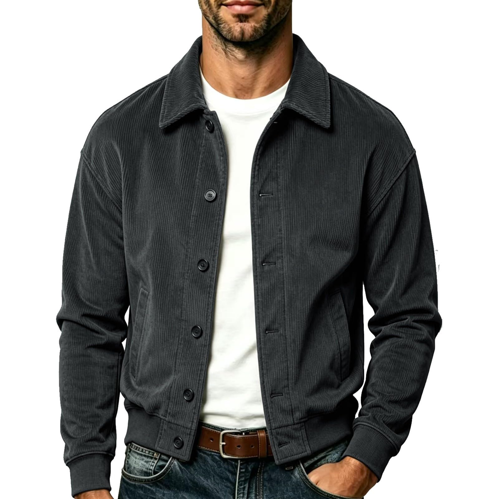 Cordjacke Herren Hemdjacke Winterhemden Warm Locker Overshirt Herbstjacke Winterjacke Bomberjacke Einfarbig Blouson Jacke Herbstjacke Herrenjacke