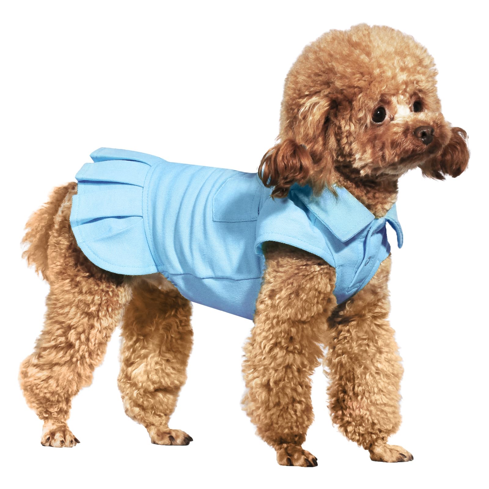 Topkins Dog Dresses, Puppy Sports Dresses for Small Dogs Girl, Topkins Dog Sundress Costume with Pleated Hem Suitable for Summer, Spring, Autumn (Blue
