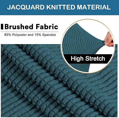 Miniatura 3 de Fundas otomanas, fundas cuadradas de tela jacquard para reposapiés, fundas protectoras para taburetes de almacenamiento, fundas elásticas con parte