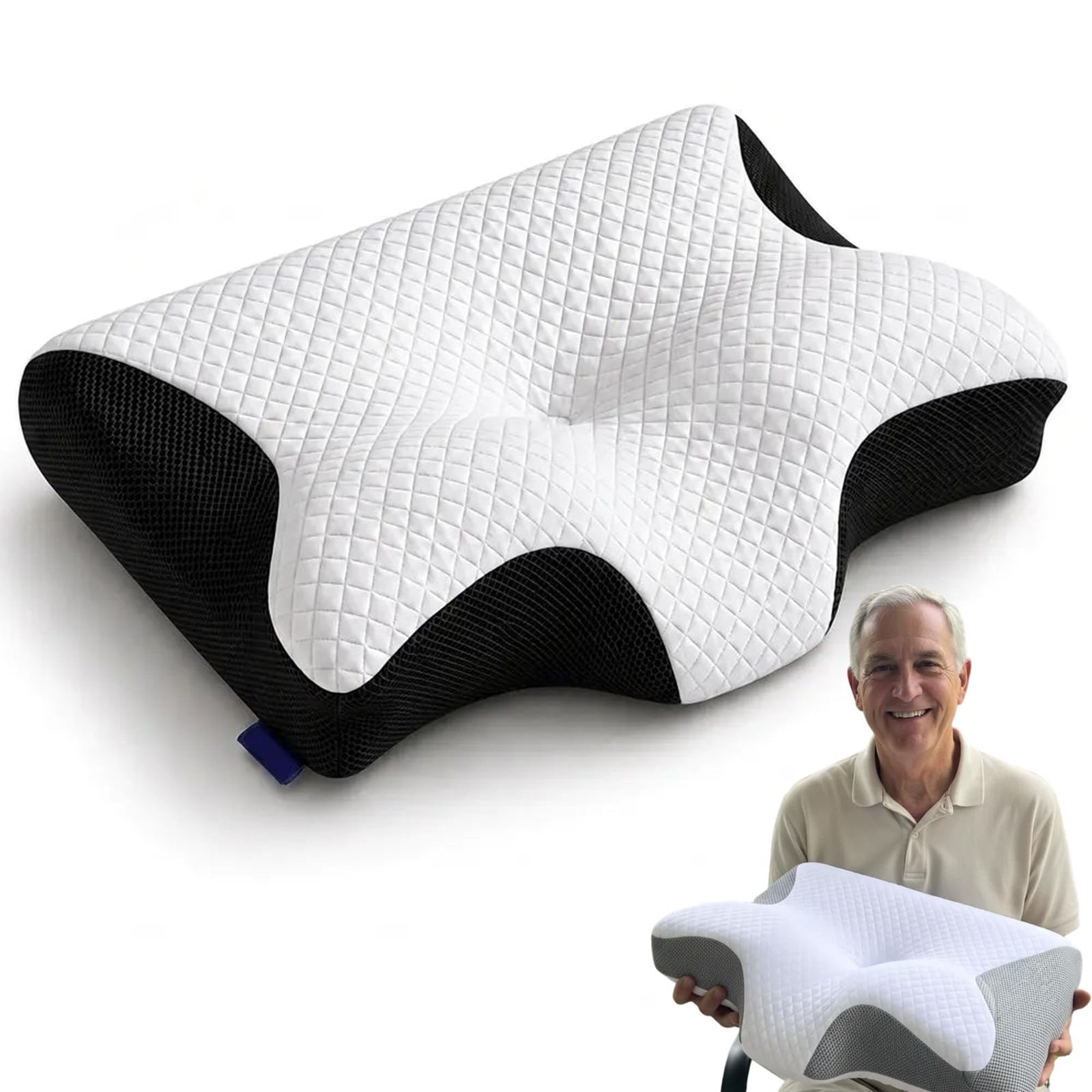 CuroSleep Kissen Original, CuroSleep - Optimale Unterstützung für Seitenschläfer & Rückenschläfer, Orthopädisches Nackenkissen – Ergonomisches Memory Foam Kissen, gegen Nackenschmerzen (Schwarz)