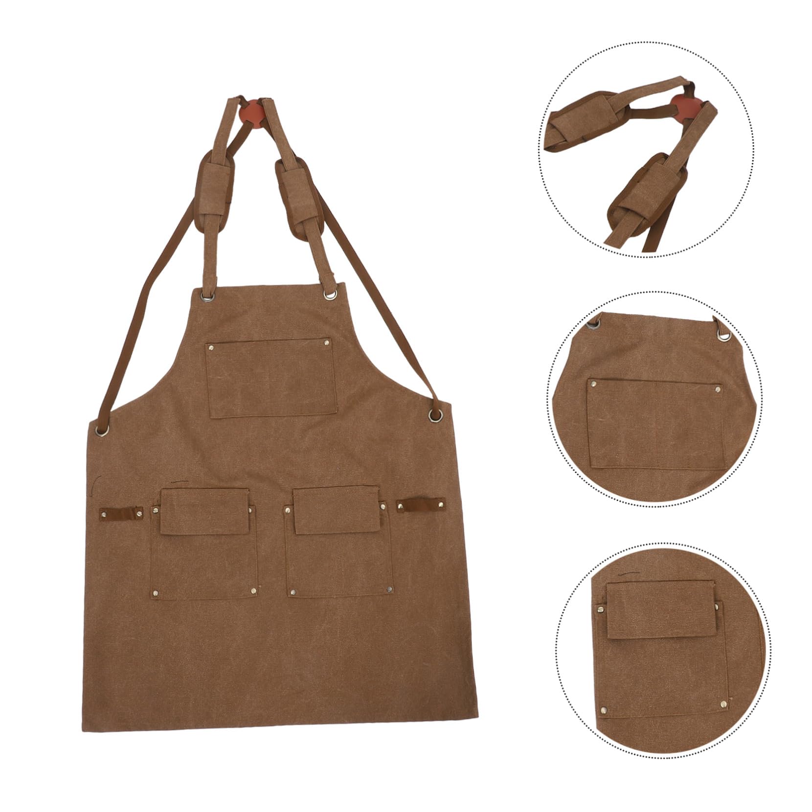 Hohopeti Delantal Para Adultos Mono De Trabajo Peto Trabajo Delantal De Chef Para Mujer Con Bolsillos Light Brown