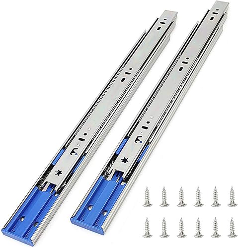 6 pares de herrajes de 20 pulgadas, 3 secciones de cierre suave, extensión completa, rodamientos de bolas de montaje lateral, deslizadores de cajón