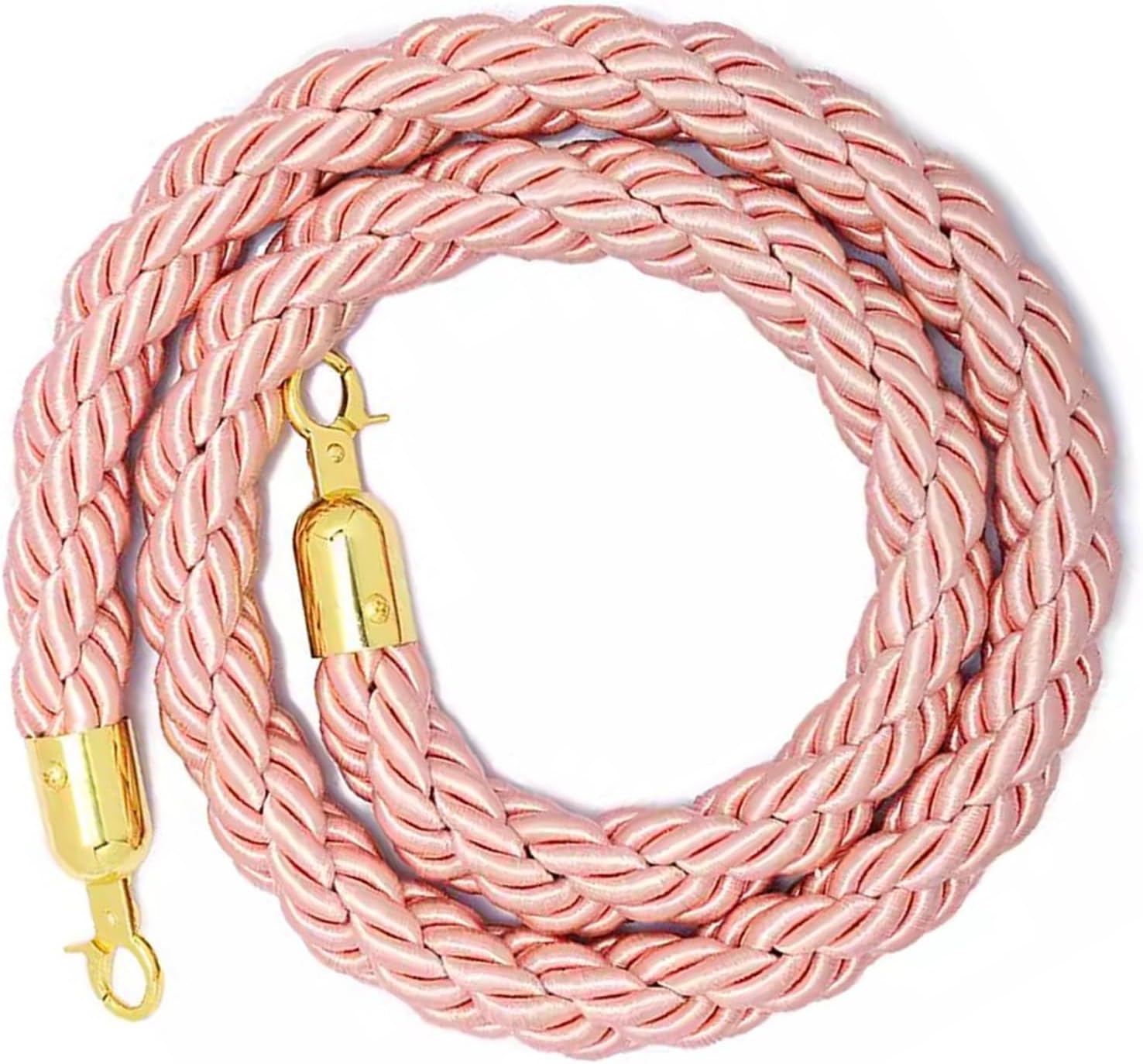 Braided Hemp Queue Rope Barrier, 2/13Ft with Safety Gold/Silver Hooks, Premium Pink-Gold 0.9m/3ft Crowd Control Stanchion, Durable & Stylish Event Barrier
