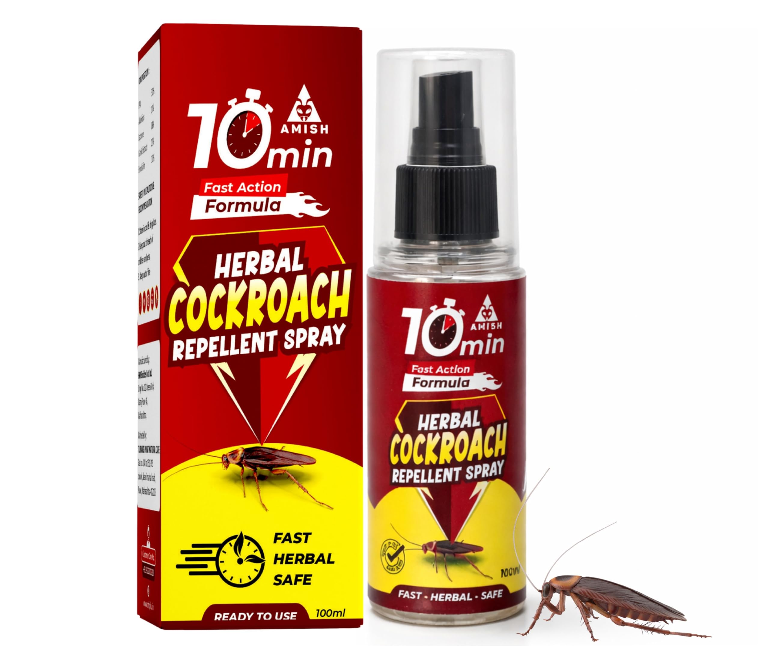 Amish Herbal Cockroach Spray 100ml Pack Of 1 |10 Minutes Formula |Removes Entire Cockroach colony|Powerful 100% Organic No Chemical Cockroach Repellent Spray-image-28