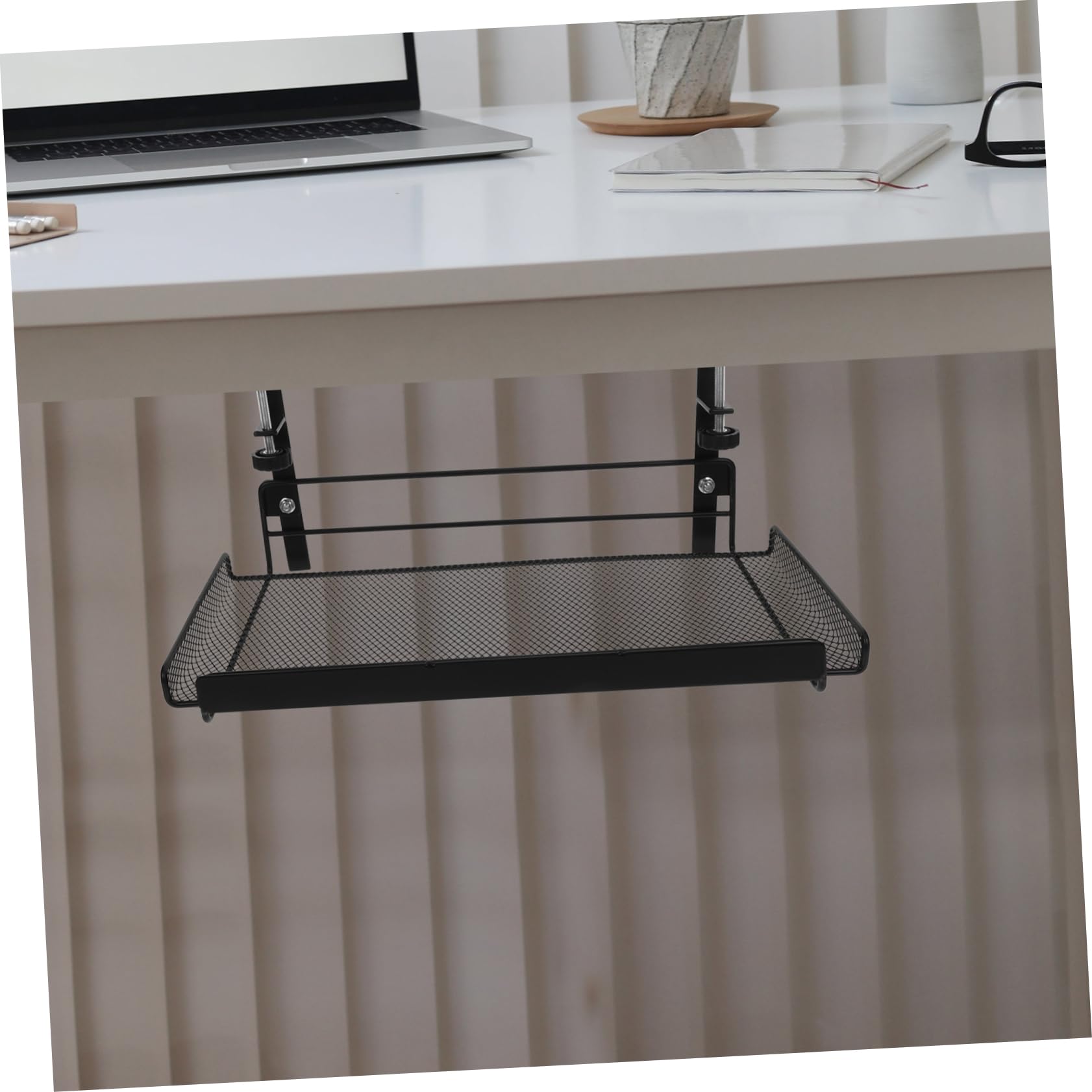 Artibetter Organizzatore da Scrivania in Ferro Nero Design Regolabile, Versatile e Facile da Installare, Cestino Portaoggetti Sotto la Scrivania per Ufficio e Camera
