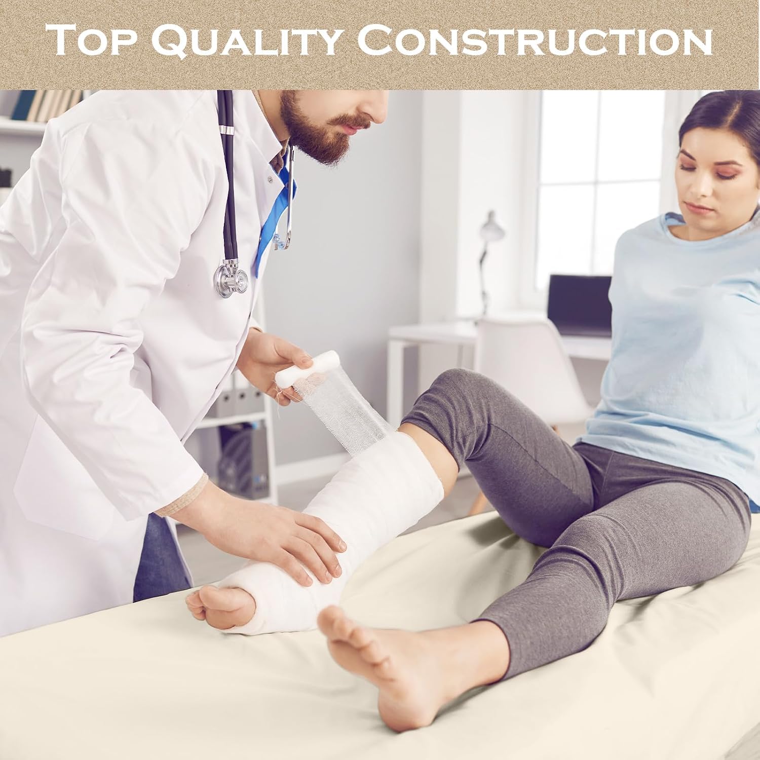 Moukeren 3 Pcs Hospital Bed Sheets Set Deep Pocket Fitted Sheet 36 with Elastic All Around Easy Care Knitted Jersey for Home/Nursing Home (Ivory)