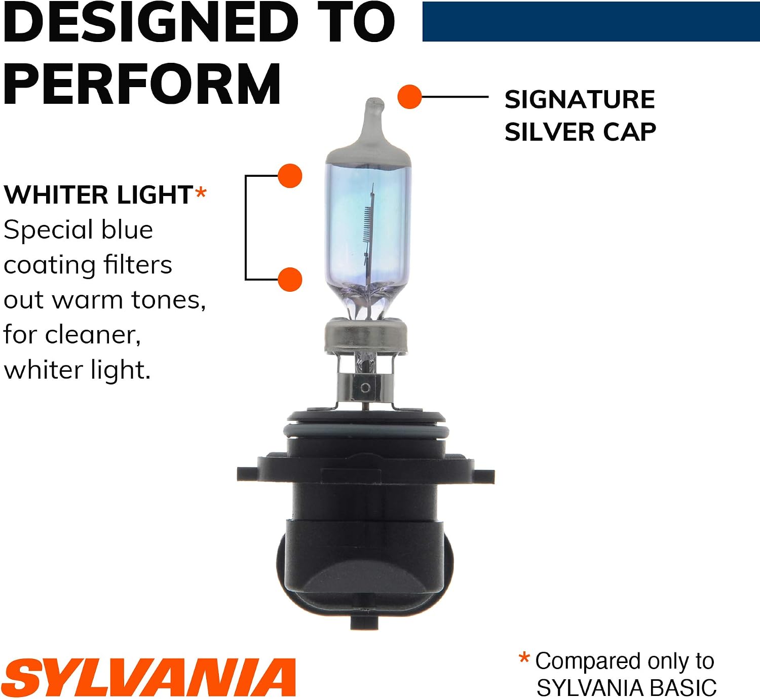 SYLVANIA - 9006 SilverStar - High Performance Halogen Headlight Bulb, High Beam, Low Beam and Fog Replacement Bulb, Brighter Downroad with Whiter Light (Contains 2 Bulbs)