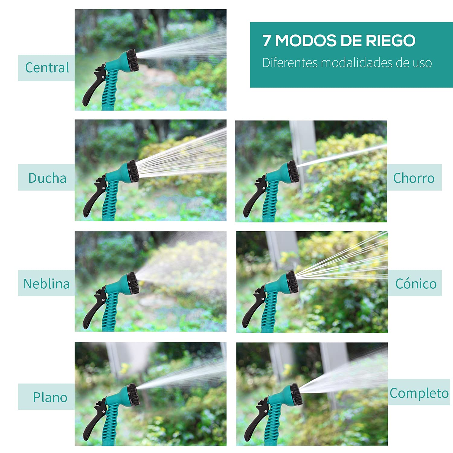 DURHAND Enrollador de Manguera para Jardín 10+1 m con Boquilla de 7 Funciones, Carrete de Manguera de Jardín de Pared, Giratorio 180°, con Retorno Enrollado Automático, Negro y Verde