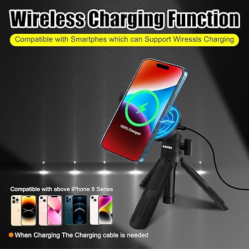 Miniatura 2 de HA-W08 magnético selfie stick trípode de carga inalámbrica magnético soporte de carga inalámbrica de escritorio Smartphone extensión trípode